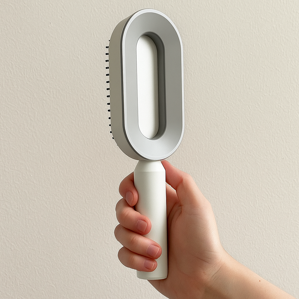 Brosse Éclat Auto-Nettoyante – Démêlez, Massez et Brillez en Un Clic !